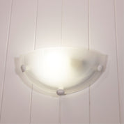 REMO WALL WHITE - Alabaster Glass Wall Light with White Clips