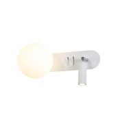 HARLOW SWITCHED WHITE - G9 Opal Sphere w/ 3W LED Spot