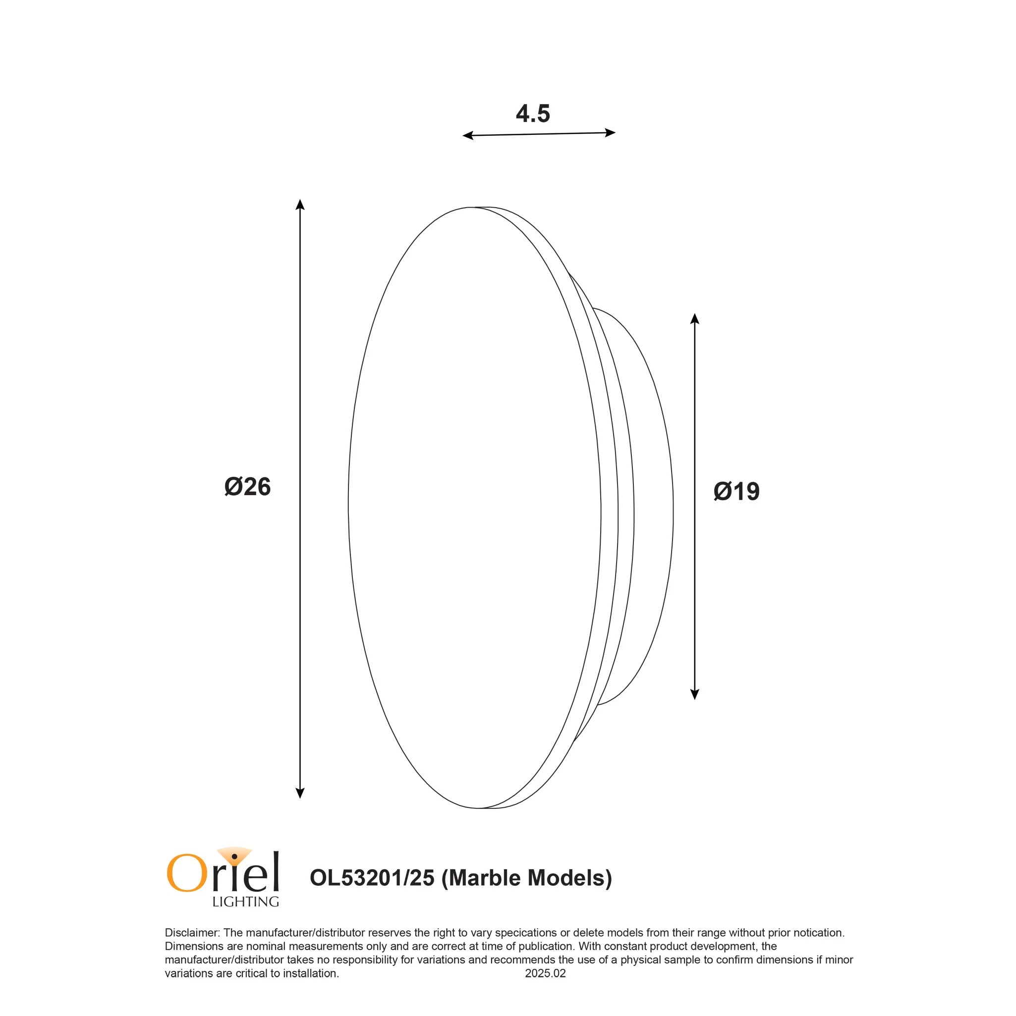Oriel Lighting DOT 20/25 Grey Marble Tri-Colour LED Wall Light