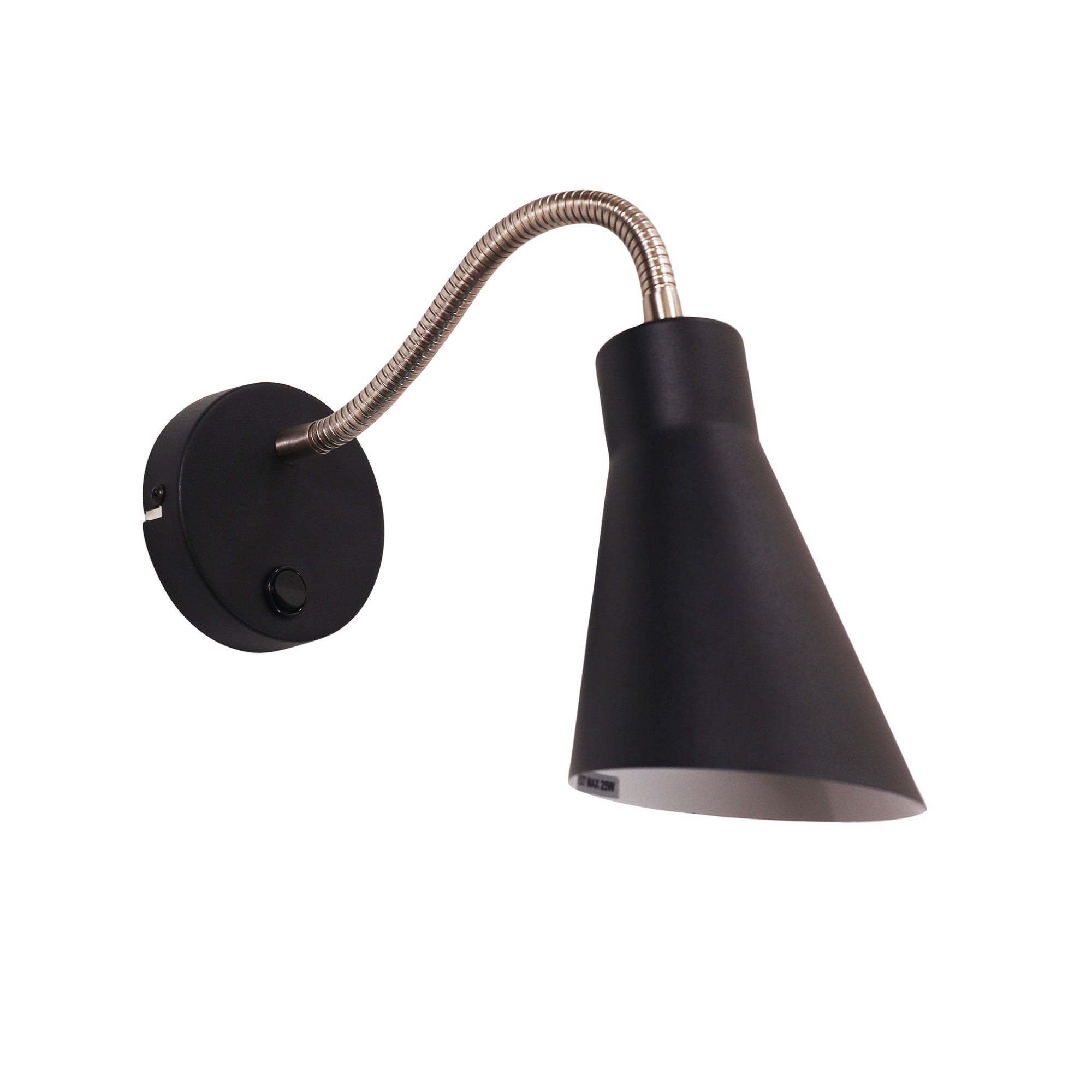 THOR SWITCHED BLACK - Switched Flexible Wall Light