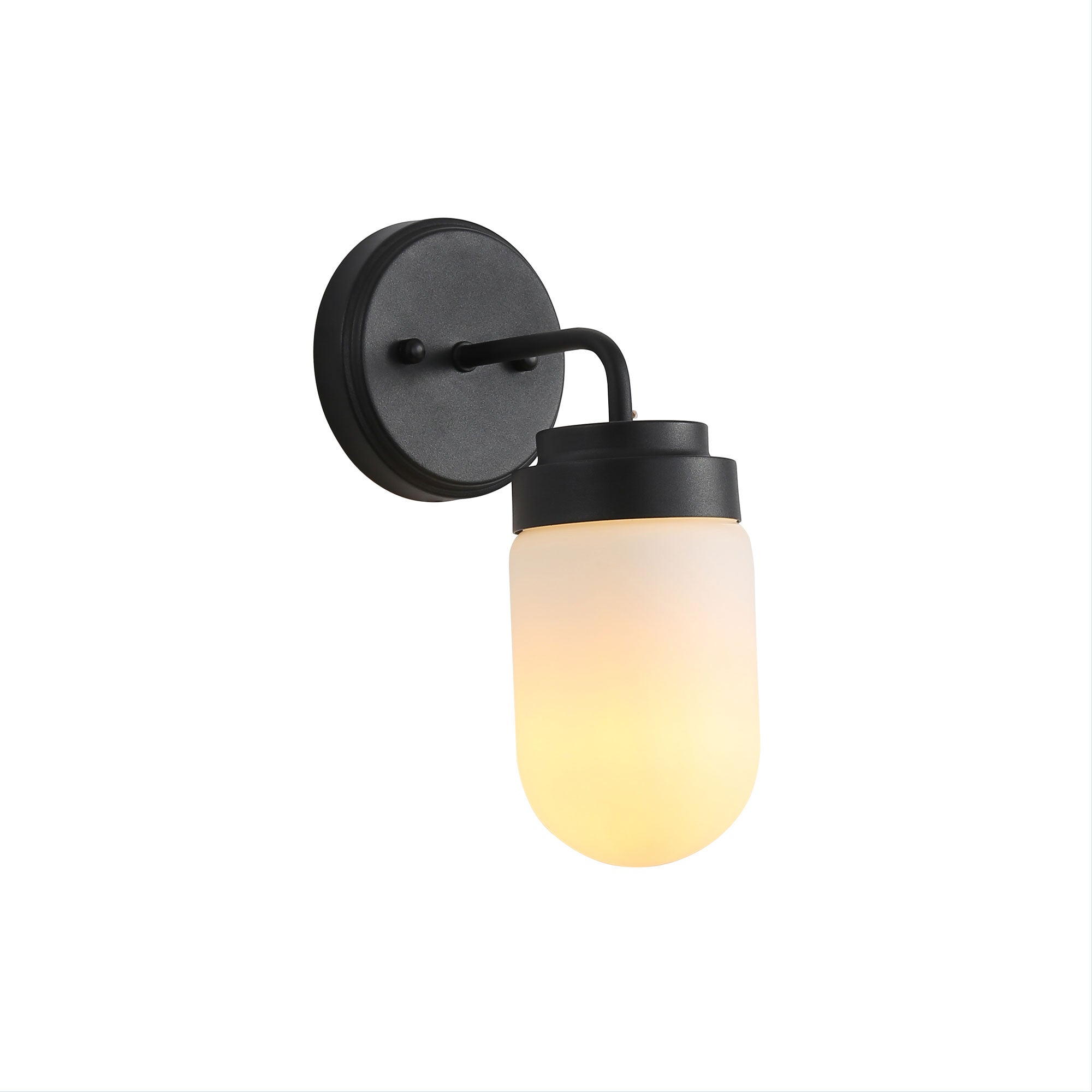 DUNBURN BLACK - IP44 Opal Glass Wall Light