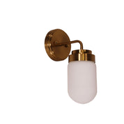 DUNBURN SATIN BRASS - IP44 Opal Glass Wall Light