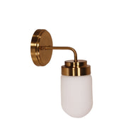 DUNBURN SATIN BRASS - IP44 Opal Glass Wall Light