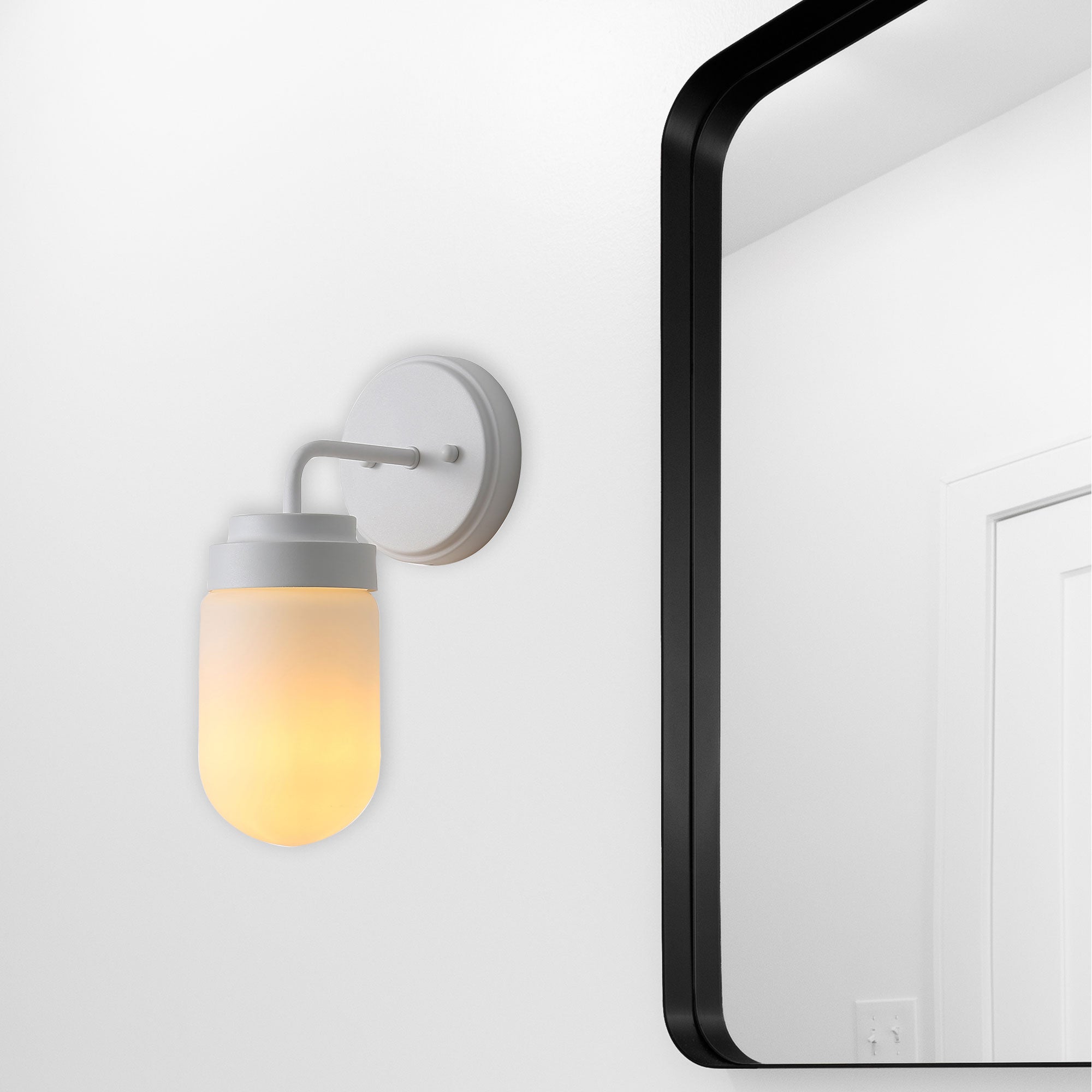DUNBURN WHITE - IP44 Opal Glass Wall Light