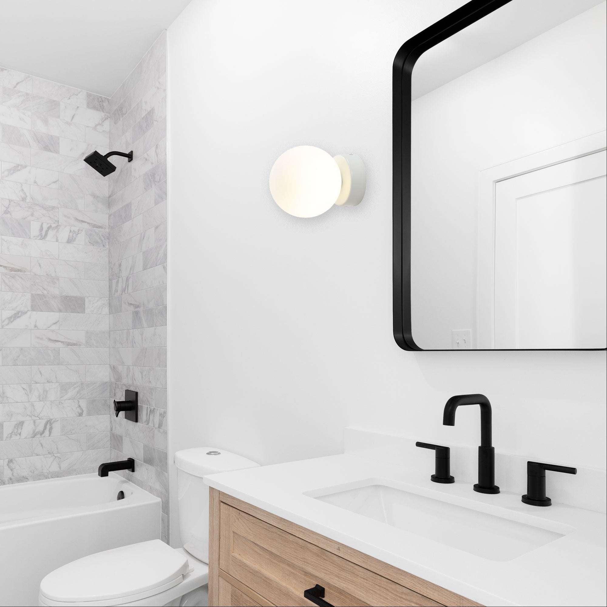 GLOBO G9 WHITE - IP44 Opal Glass Vanity Light