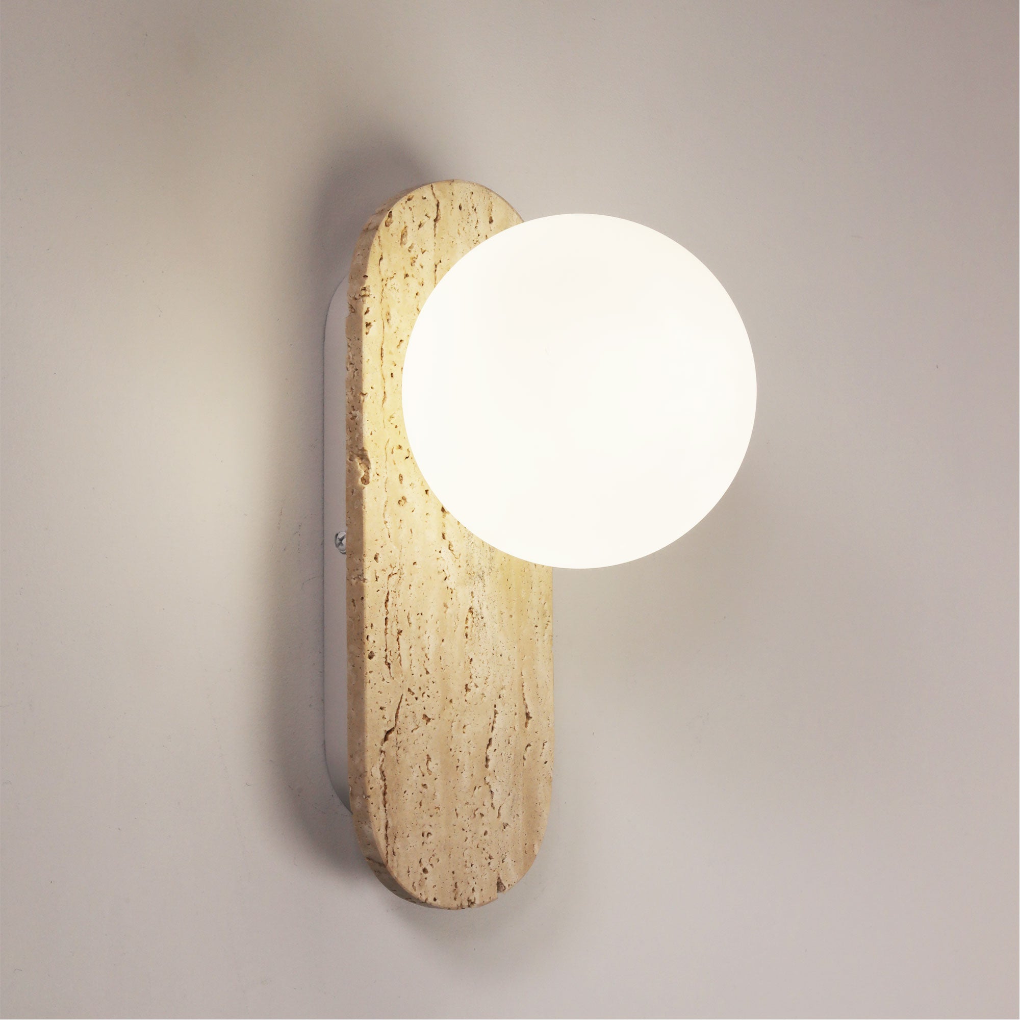 PING G9 TRAVERTINE - Decorative Opal Glass Wall Light