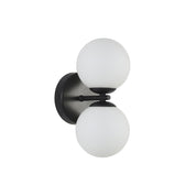 OBERON.2 BLACK - IP44 Opal Glass Wall Light