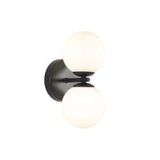 OBERON.2 BLACK - IP44 Opal Glass Wall Light