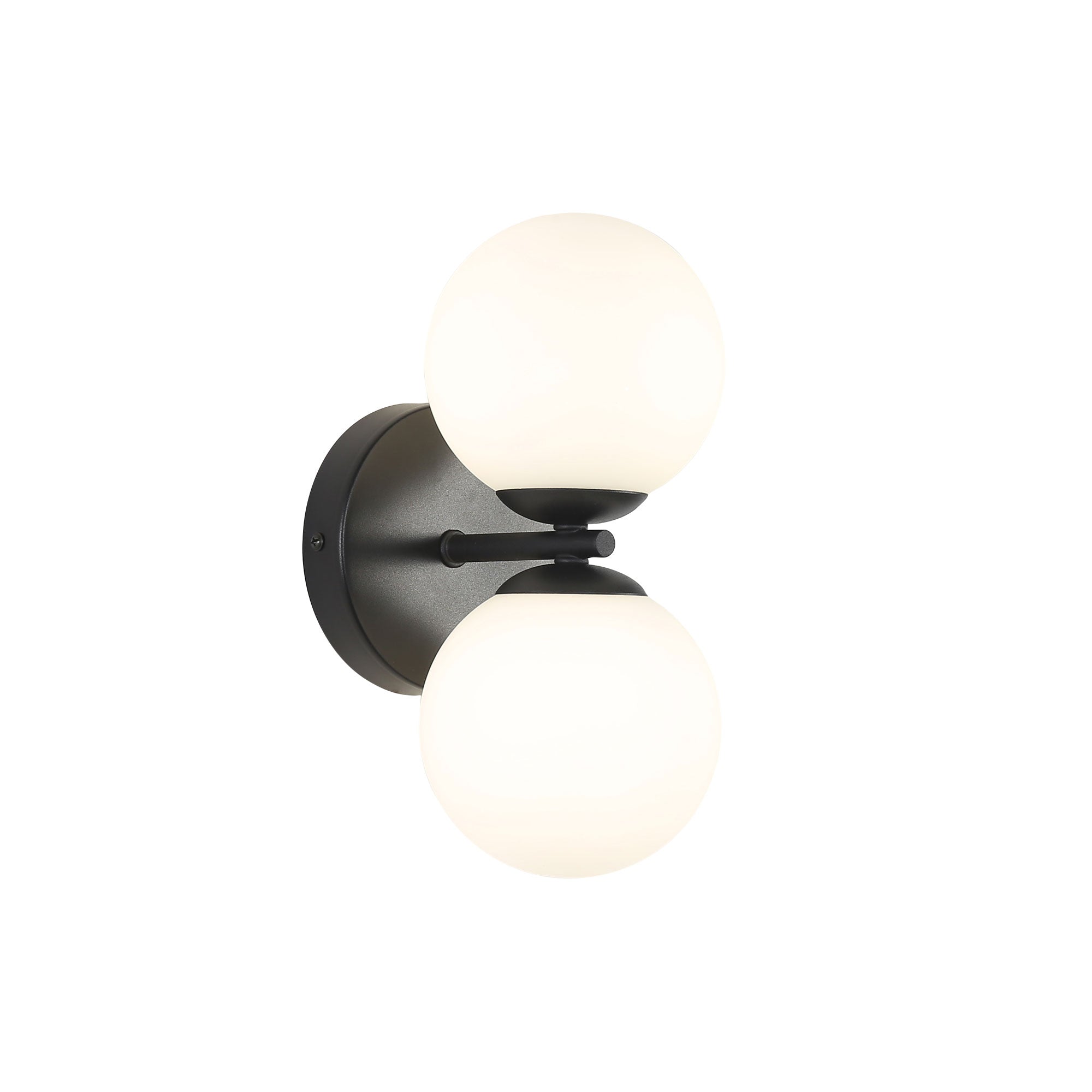 OBERON.2 BLACK - IP44 Opal Glass Wall Light