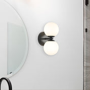 OBERON.2 BLACK - IP44 Opal Glass Wall Light