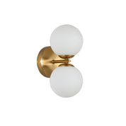 OBERON.2 SATIN BRASS - IP44 Opal Glass Wall Light