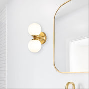 OBERON.2 SATIN BRASS - IP44 Opal Glass Wall Light