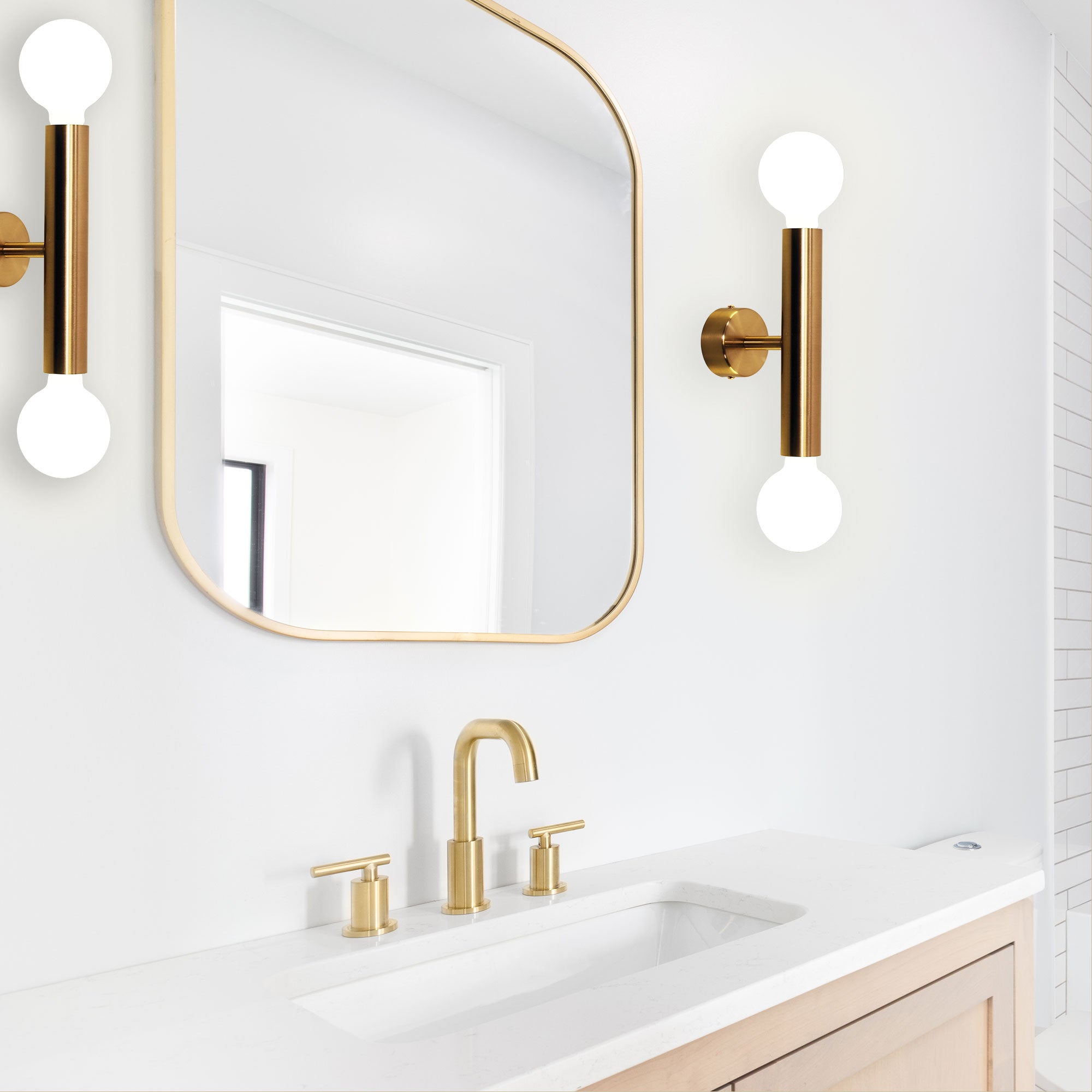 TOLI SATIN BRASS - Twin Wall Light