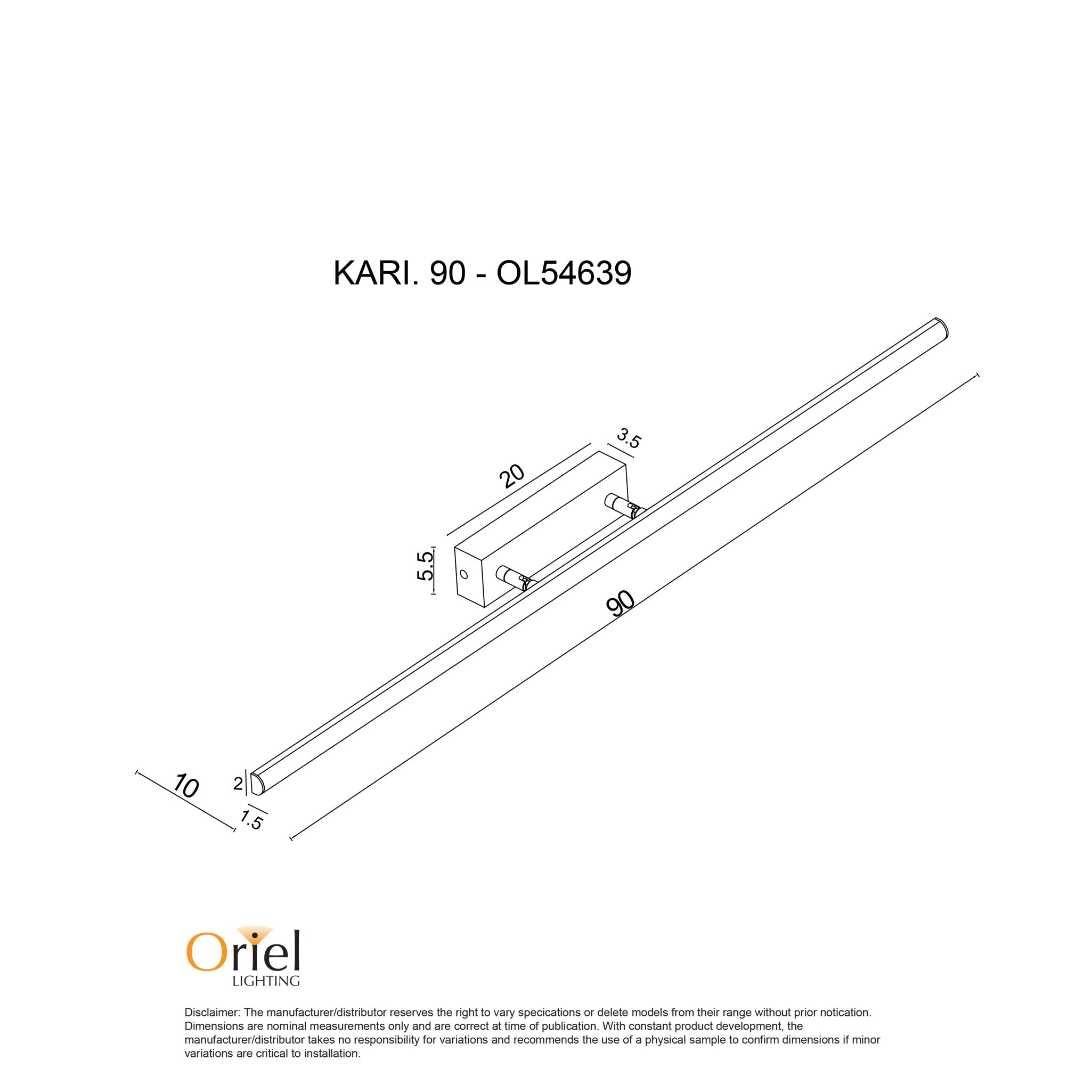 KARI.90 WHITE - IP44 TriColour LED Vanity Light