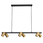 BRIDGE 6 BLACK AND BRASS - Black and Satin Brass Linear Spotlight Pendant