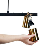 BRIDGE 6 BLACK AND BRASS - Black and Satin Brass Linear Spotlight Pendant