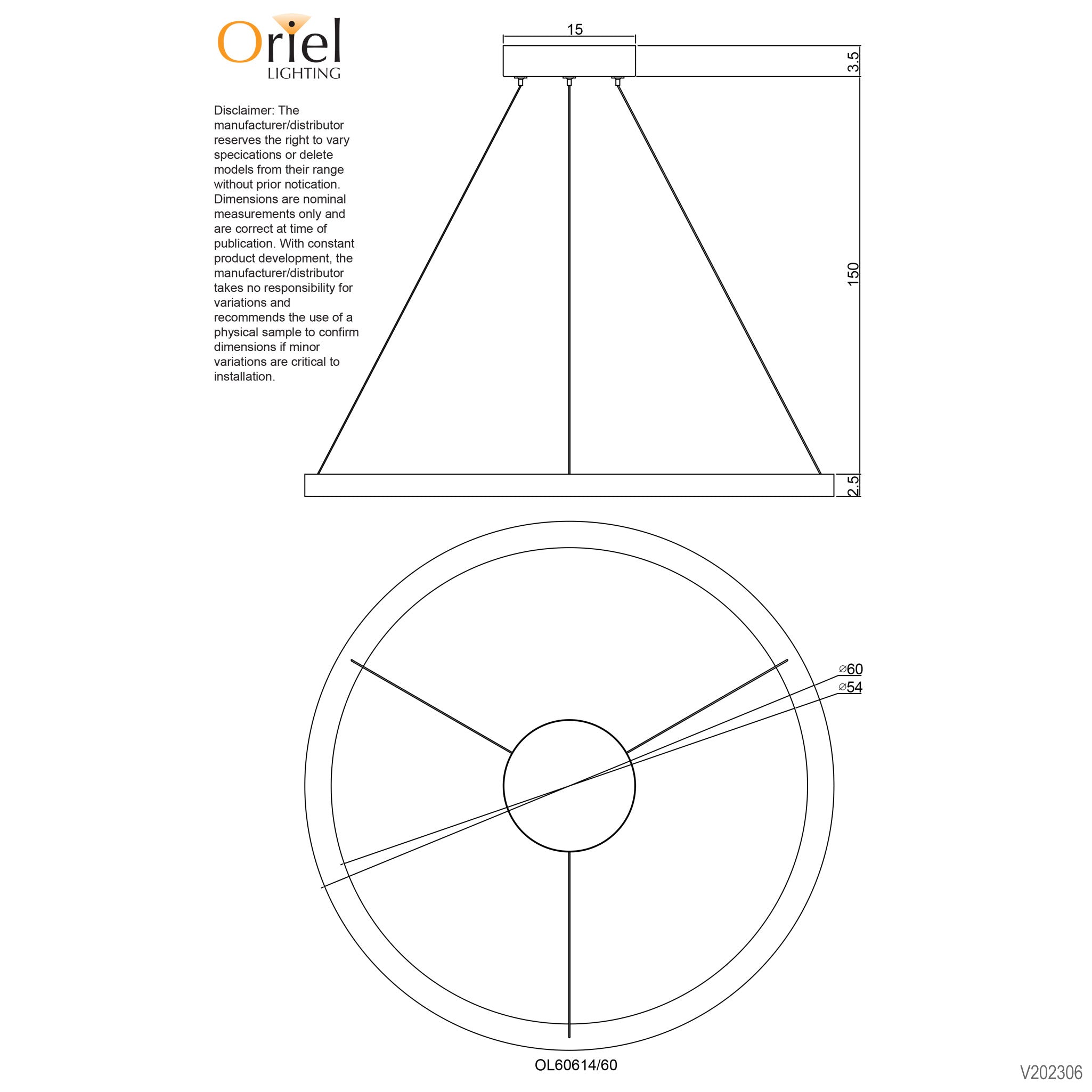 NEBULA.60 CTS WHITE - Modern TriColour LED Halo Pendant