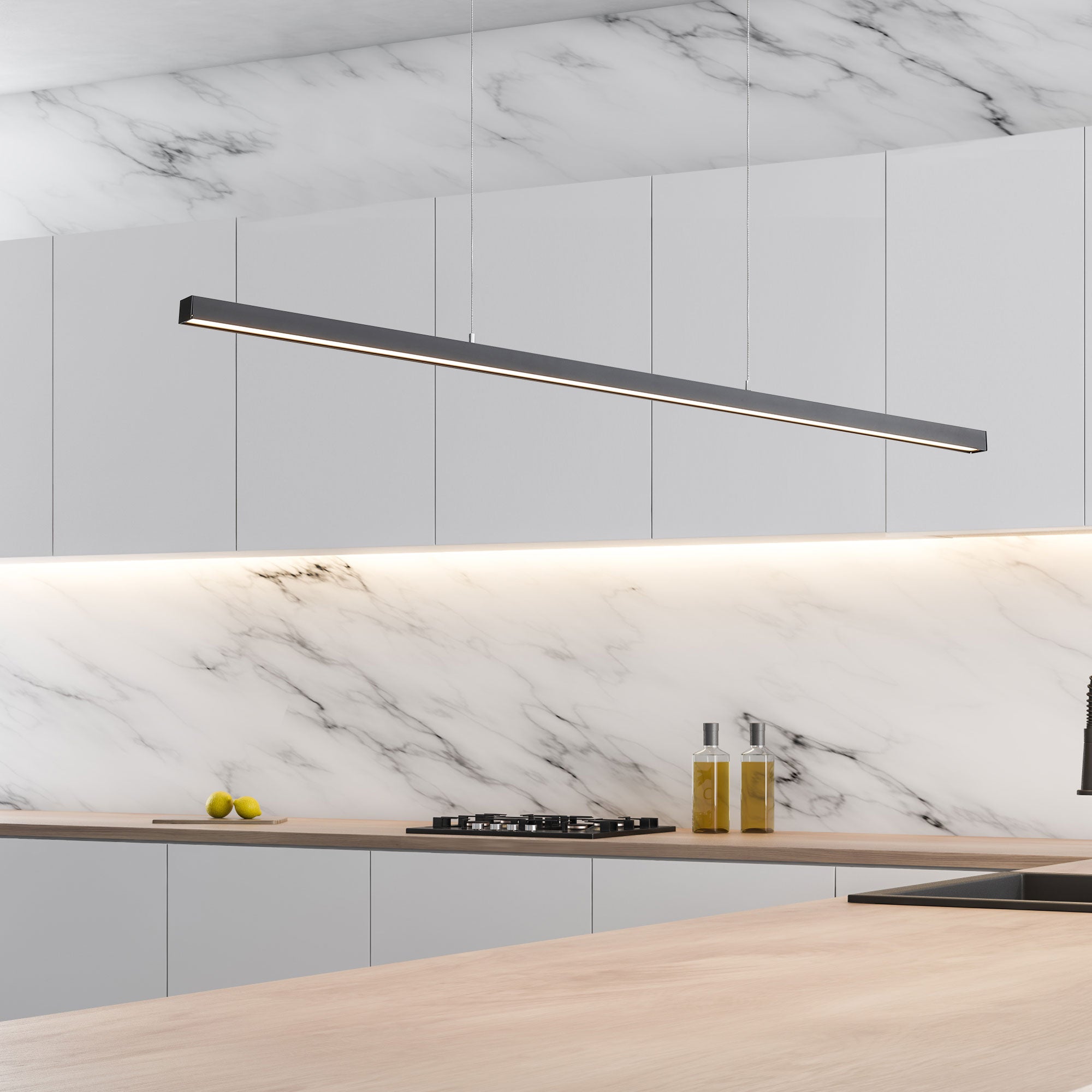 SHARD.1200 BLACK - Slimline TriColour LED Linear Pendant