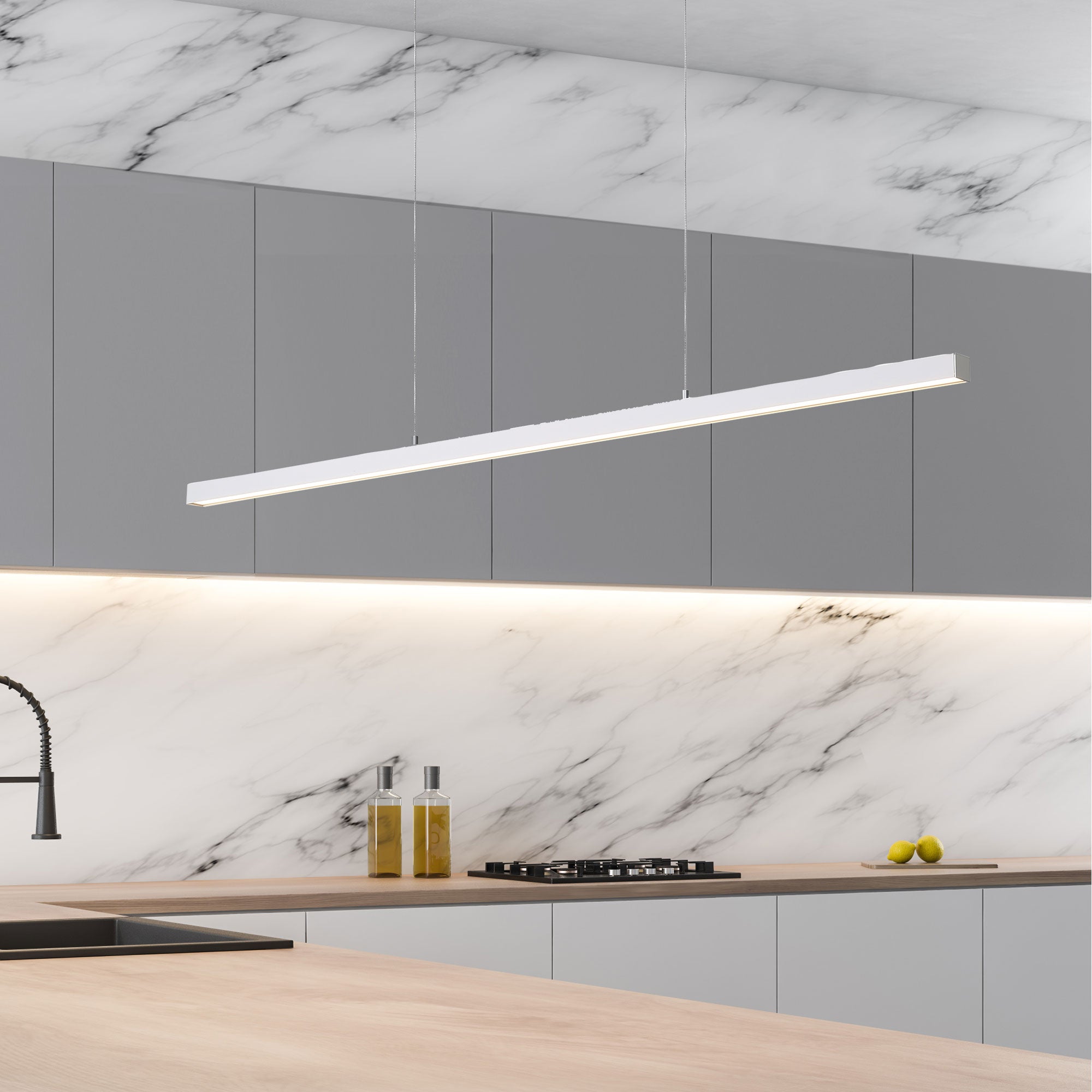 SHARD.1200 WHITE - Slimline TriColour LED Linear Pendant