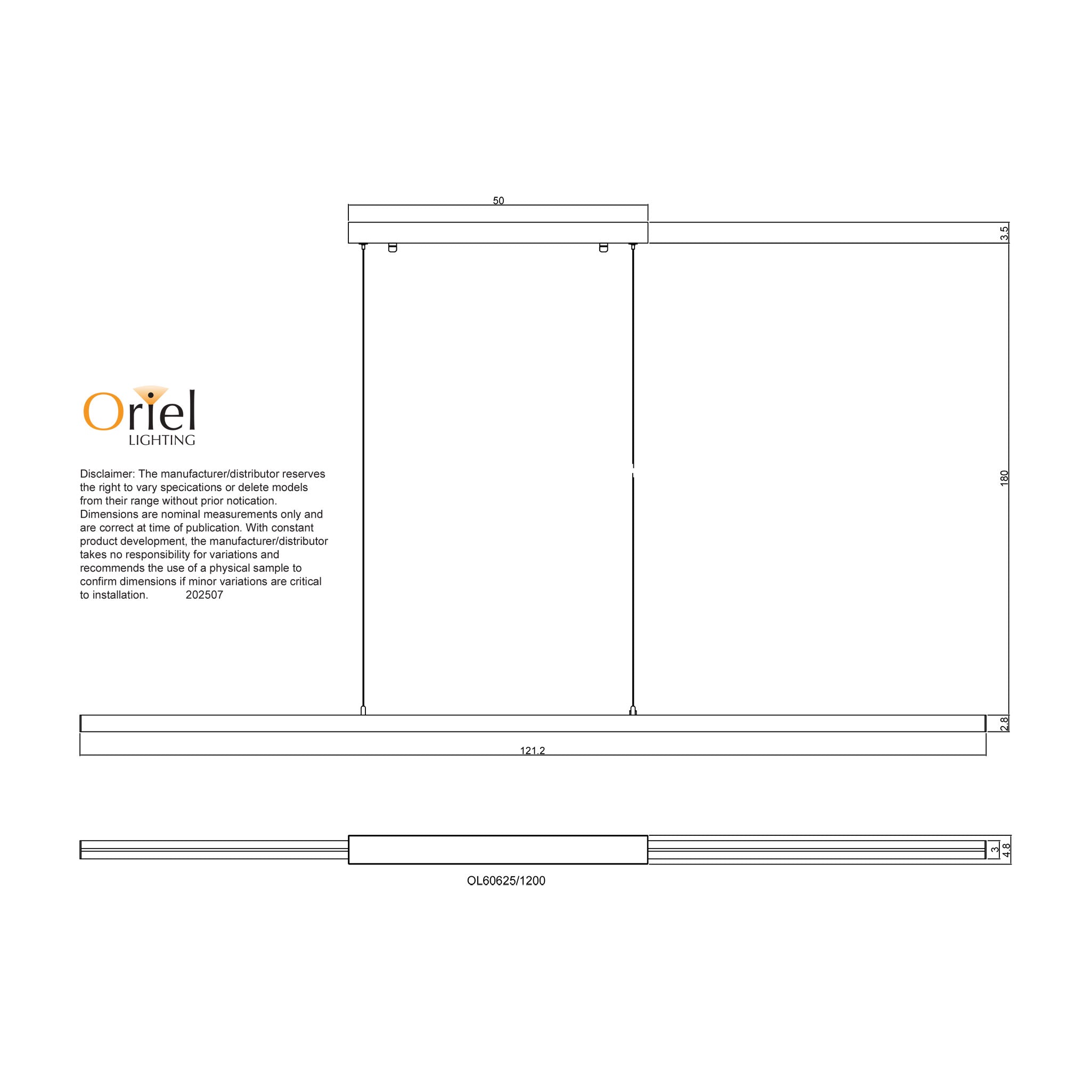 SHARD.1200 WHITE - Slimline TriColour LED Linear Pendant