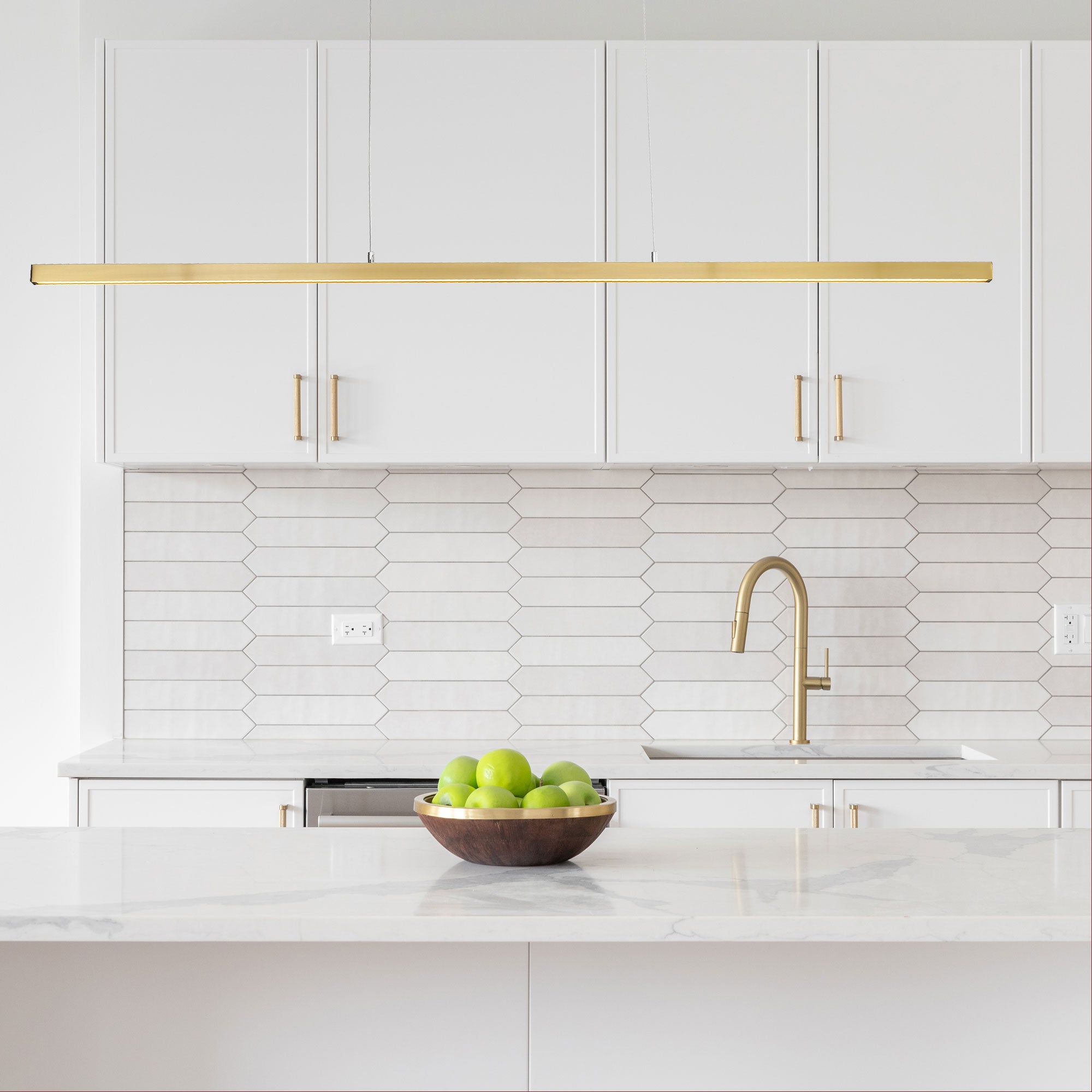 SHARD.1500 SATIN BRASS - Slimline TriColour LED Linear Pendant