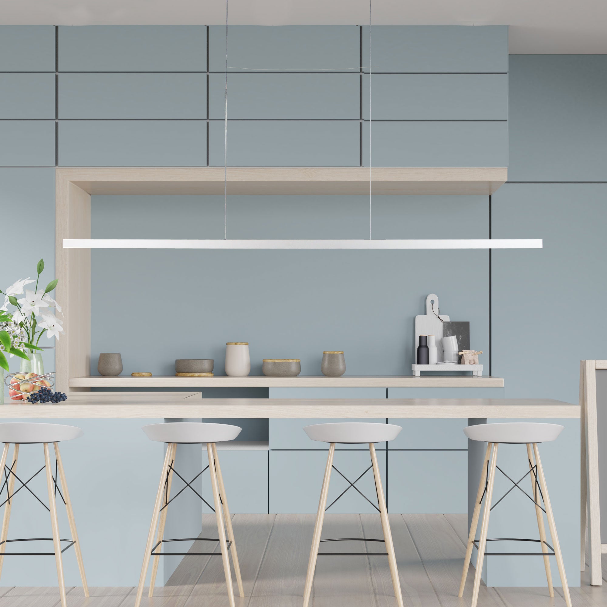 SHARD.1800 WHITE CTS NEW - Slimline TriColour LED Linear Pendant