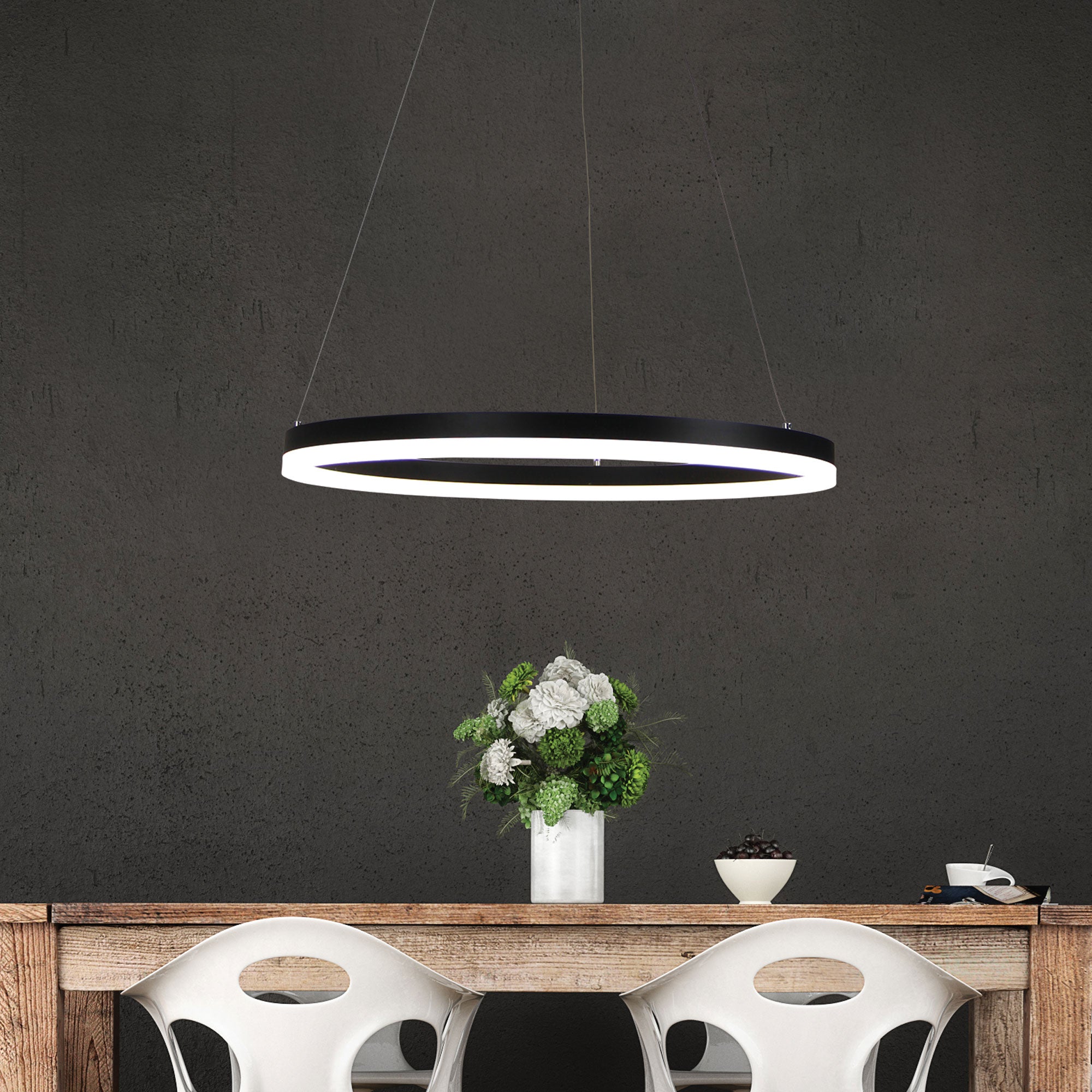 CRONUS.60 BLACK - Modern TriColour LED Halo Pendant
