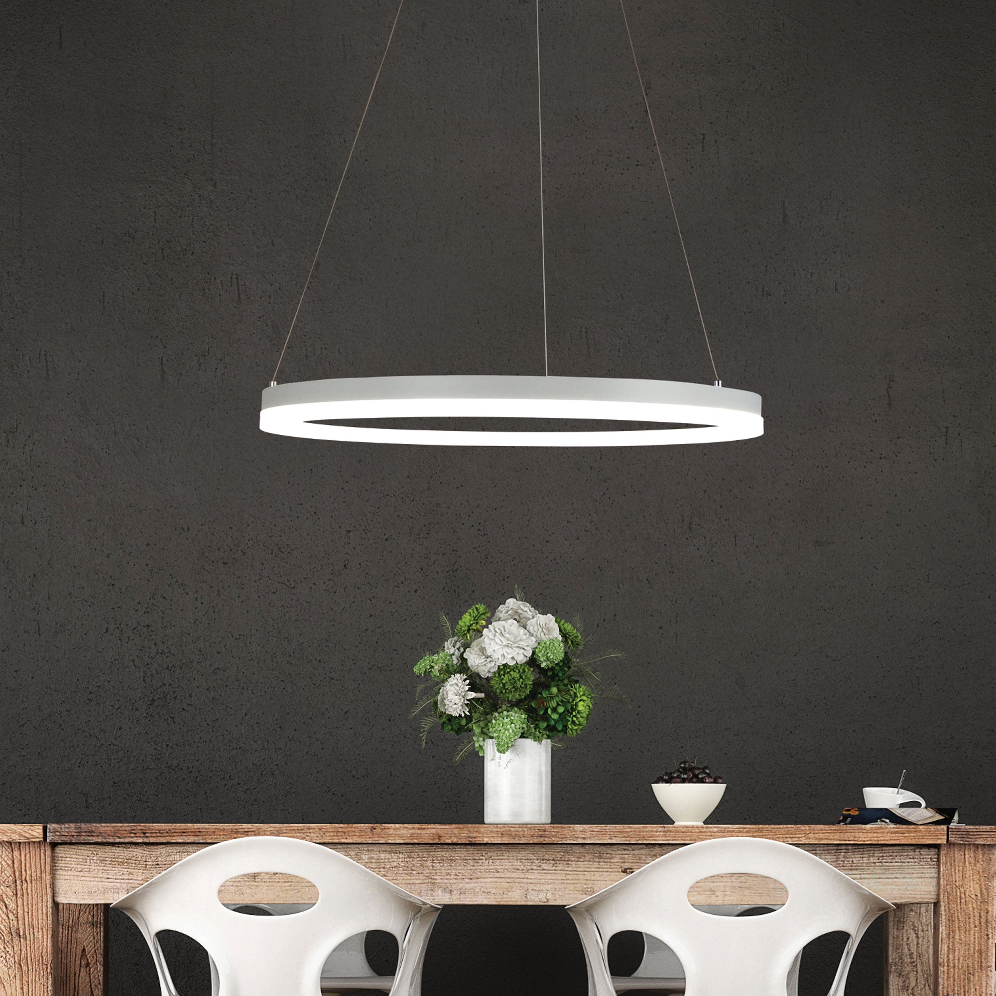 CRONUS.60 WHITE - Modern TriColour LED Halo Pendant