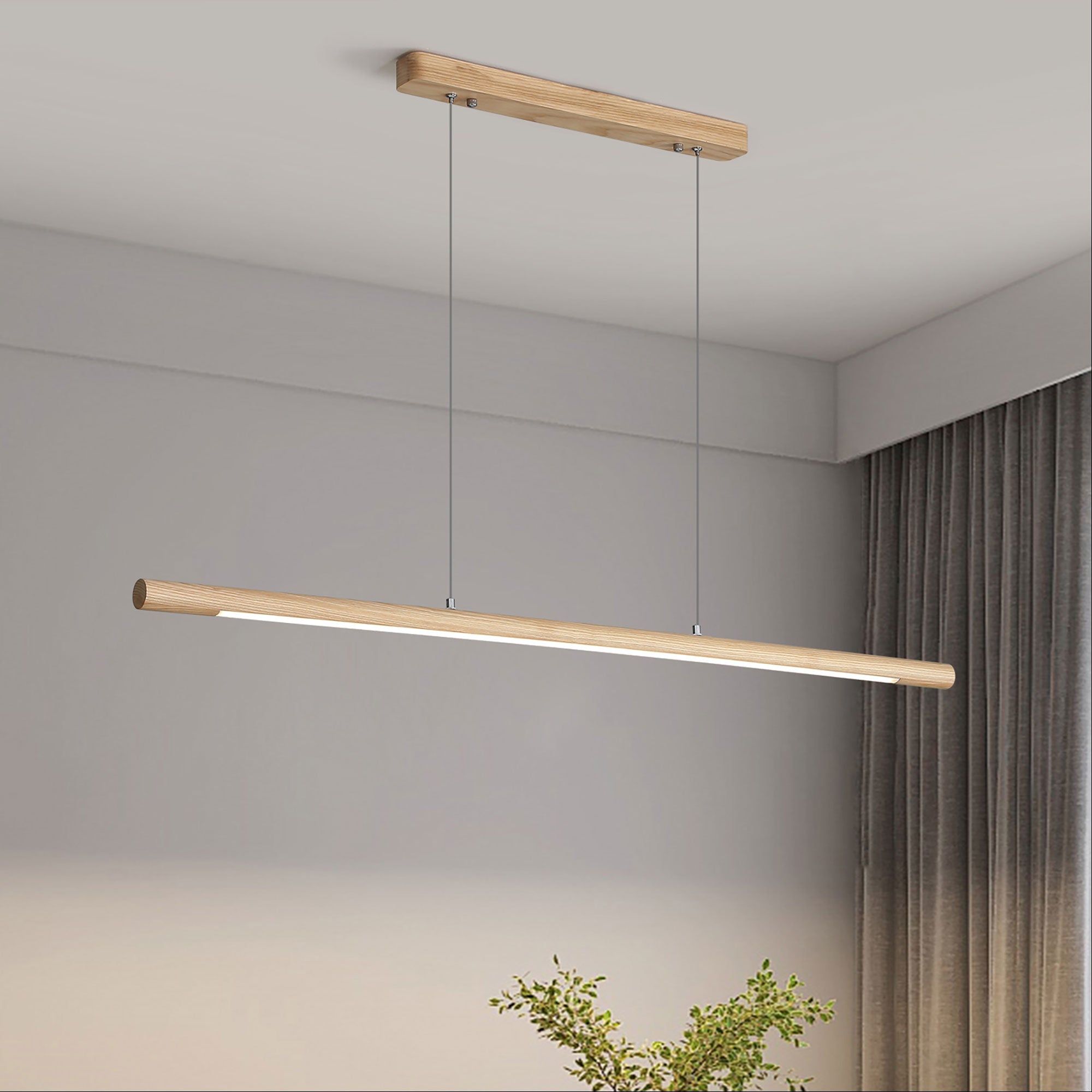 CABER - Ash Wood TriColour LED Linear Pendant