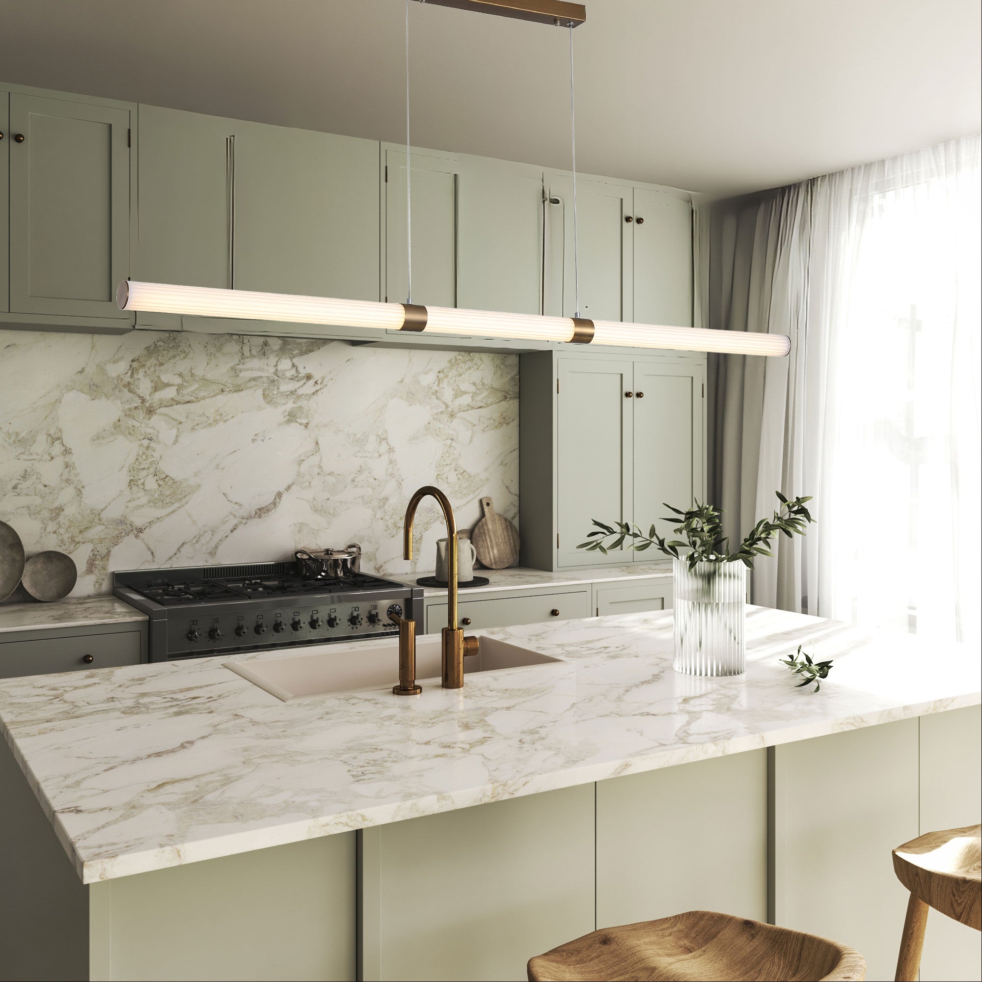 MAXWELL BRONZE - Ribbed TriColour LED Linear Pendant