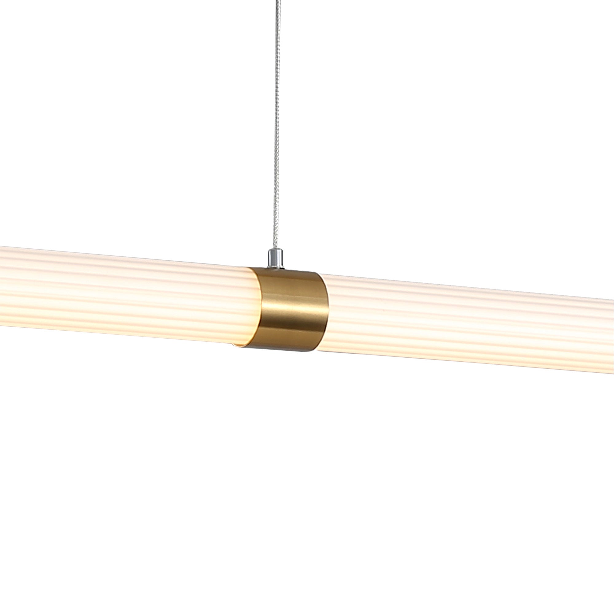 MAXWELL SATIN BRASS - Ribbed TriColour LED Linear Pendant