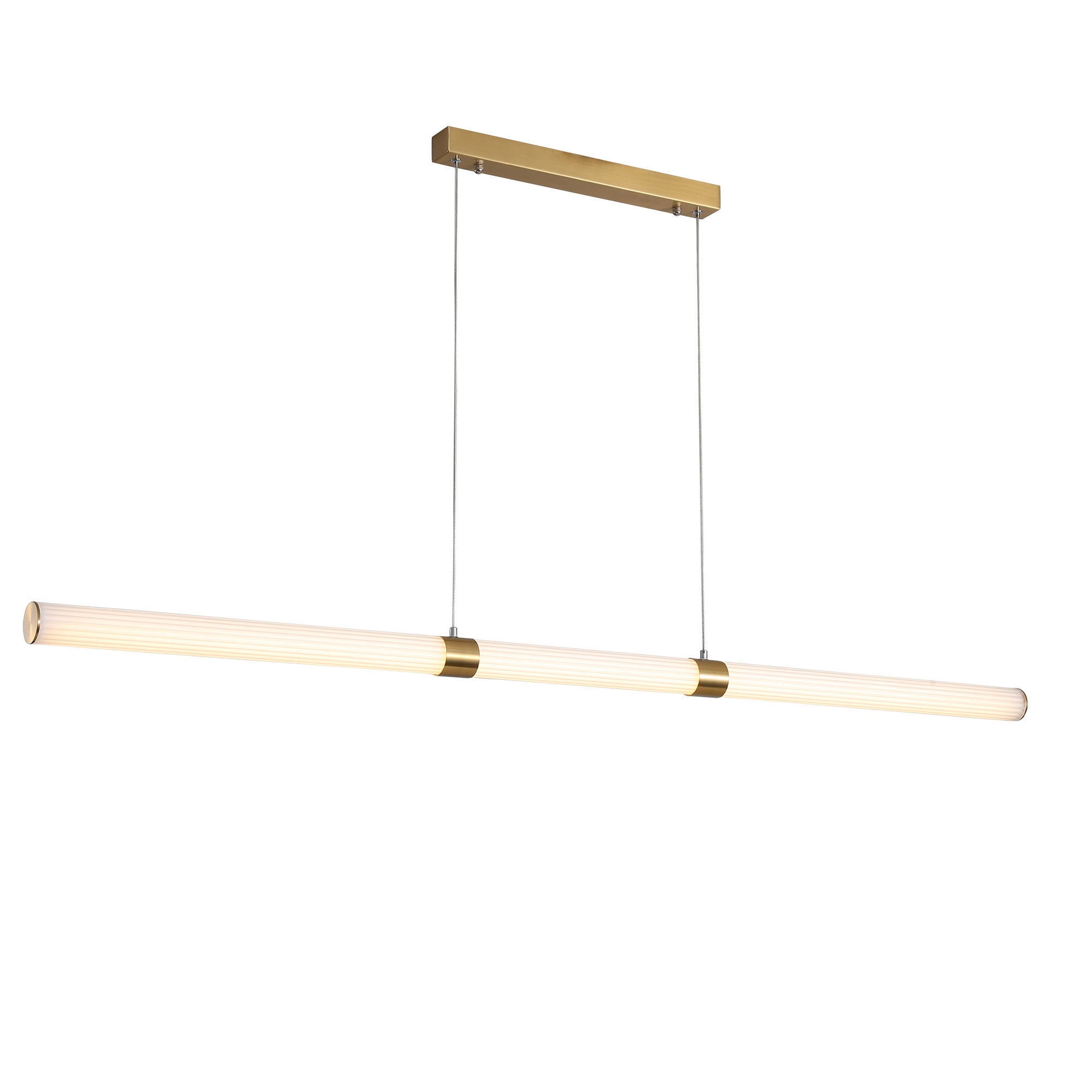 MAXWELL SATIN BRASS - Ribbed TriColour LED Linear Pendant