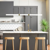 MAXWELL SATIN BRASS - Ribbed TriColour LED Linear Pendant