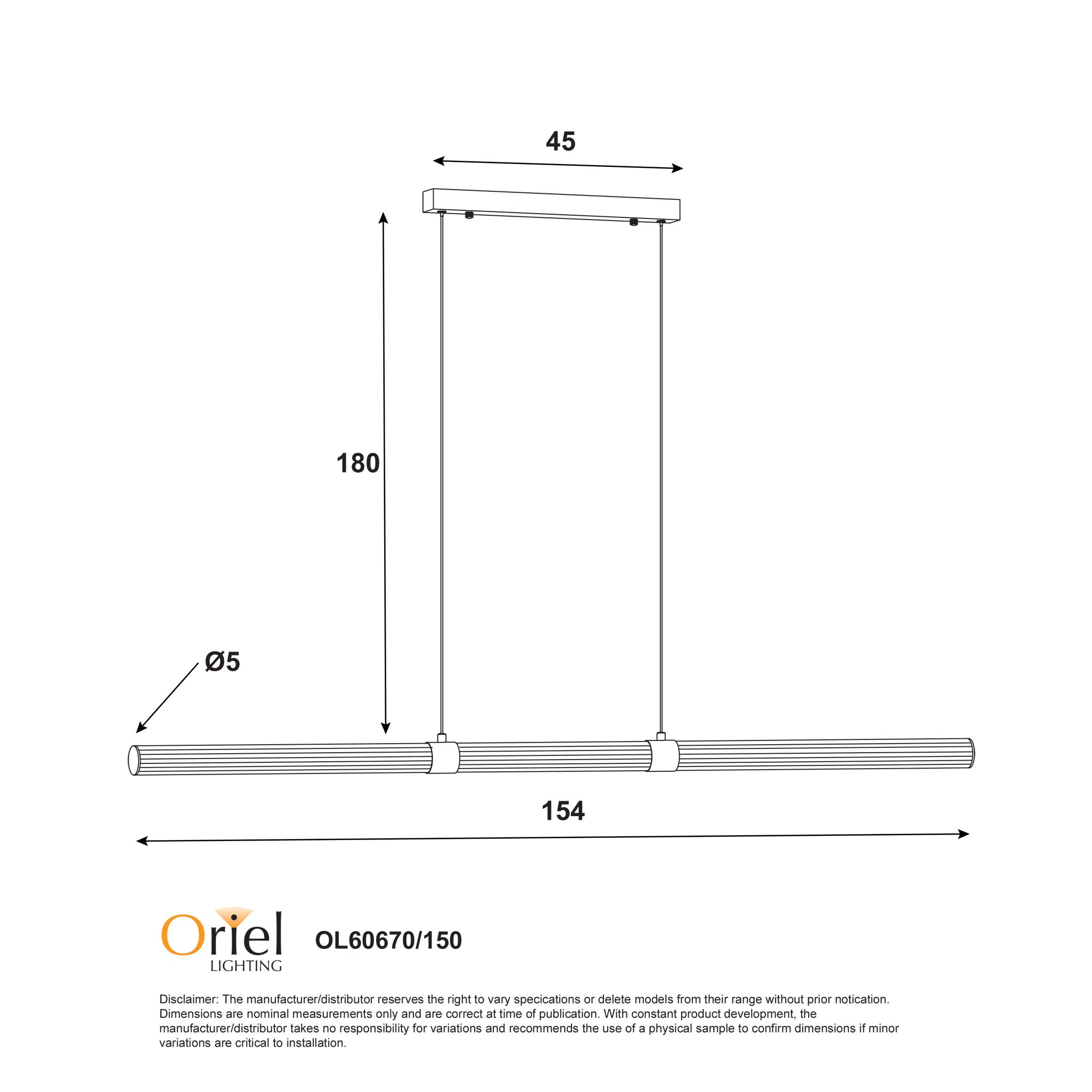 MAXWELL BRONZE - Ribbed TriColour LED Linear Pendant