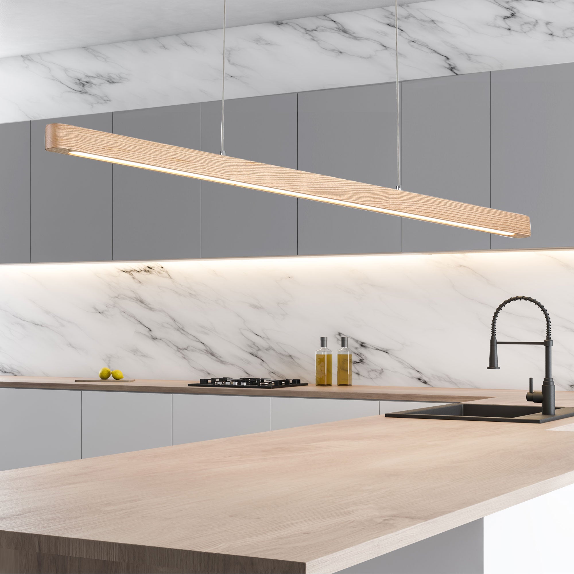 ALPHA.150 - Ash Wood TriColour LED Linear Pendant