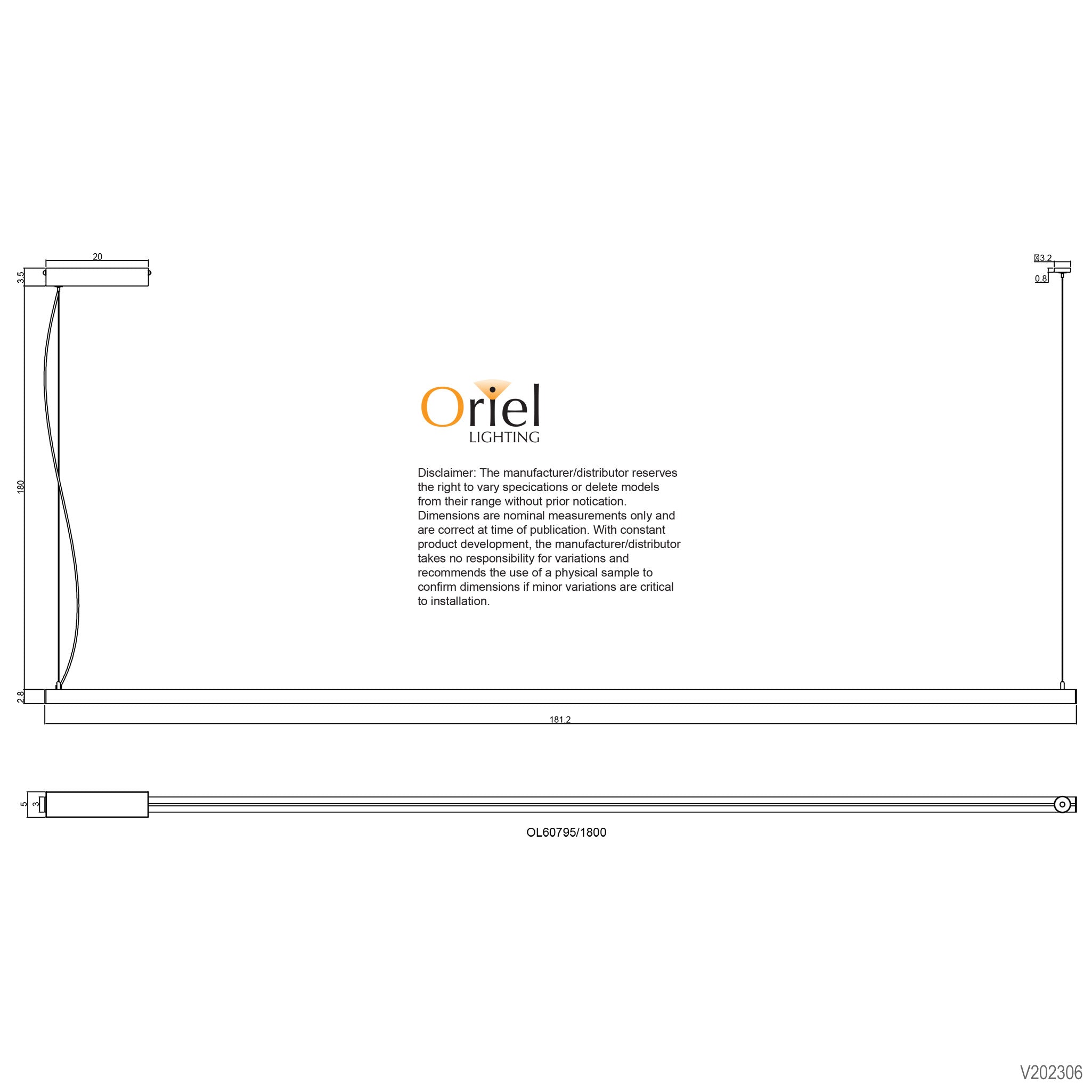 SHARD.1800 BLACK 4000K - 4000K Slimline LED Linear Pendant