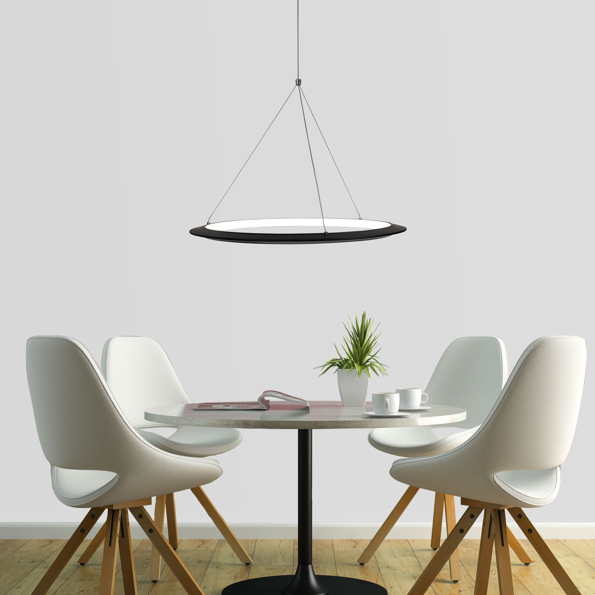 SATURN.60 BLACK - Modern TriColour LED Halo Pendant