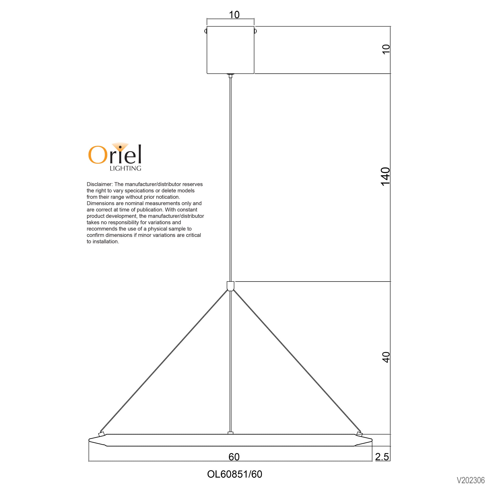SATURN.60 WHITE - Modern TriColour LED Halo Pendant