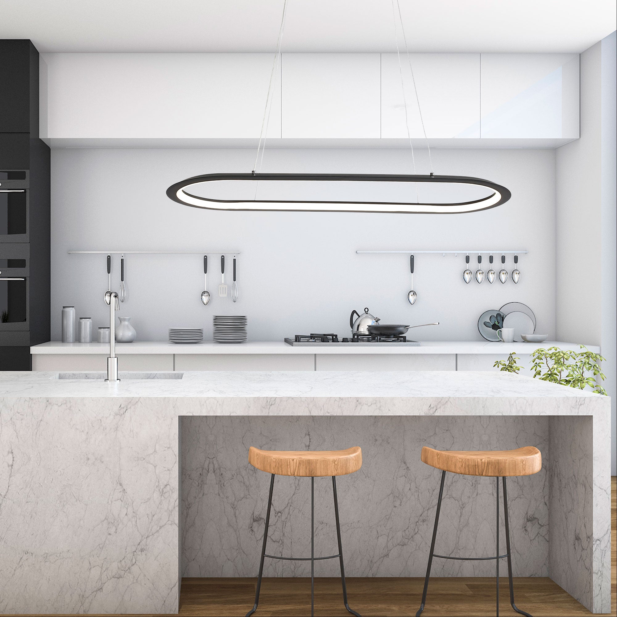 OVALE BLACK - TriColour LED Pendant