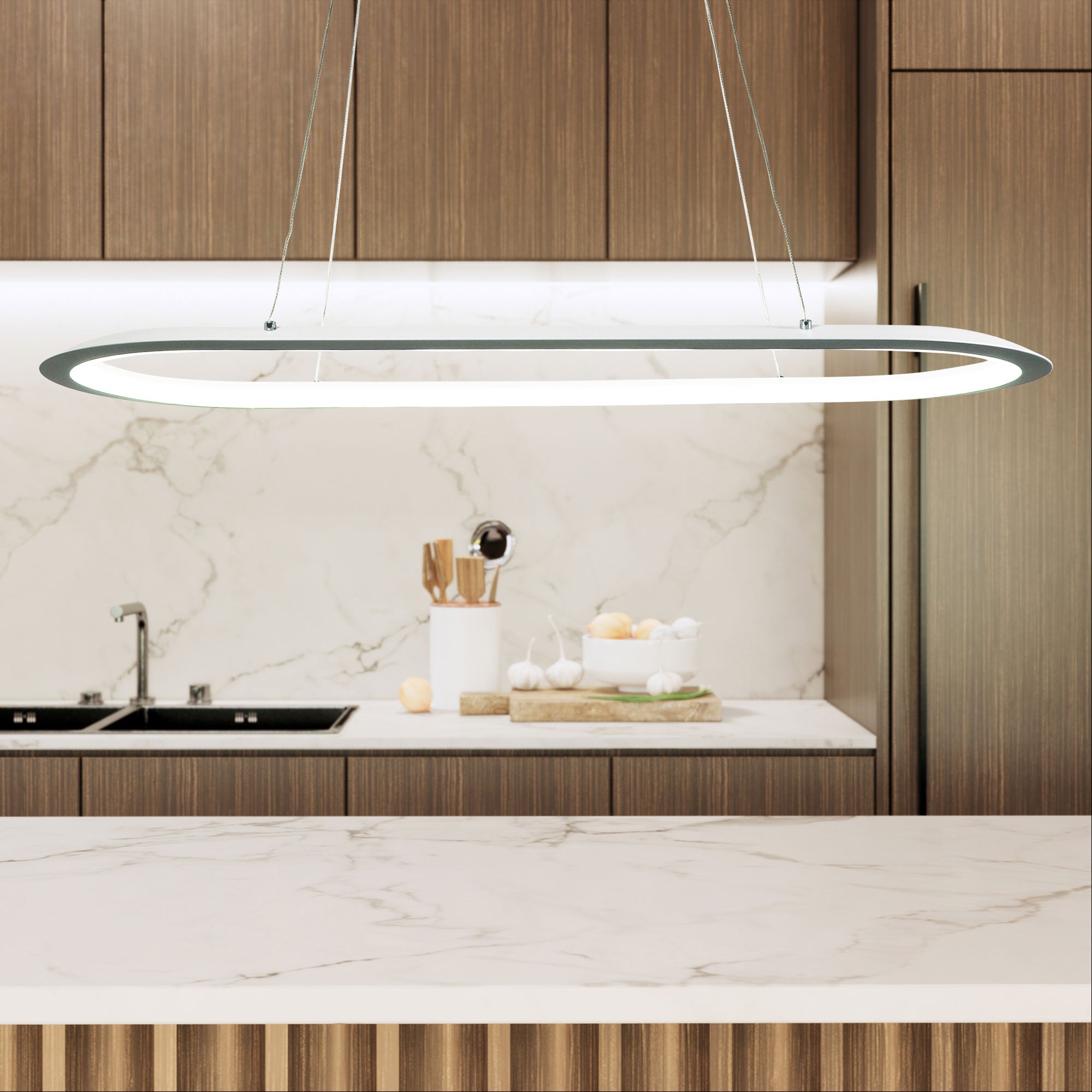 OVALE WHITE - TriColour LED Pendant