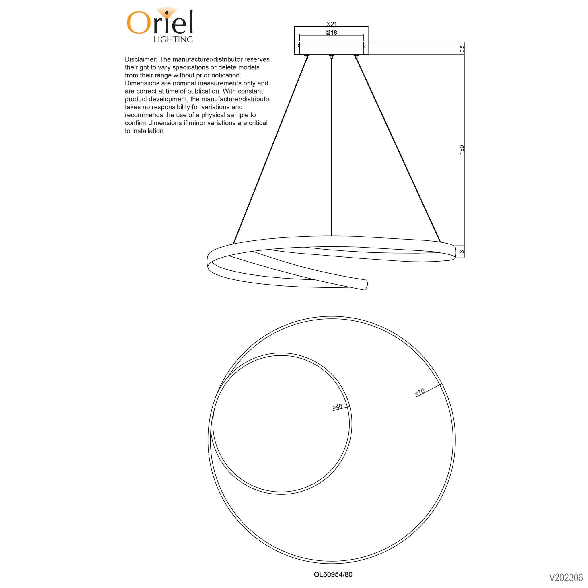 INFINITY CTS BLACK - Modern TriColour LED Spiral Pendant