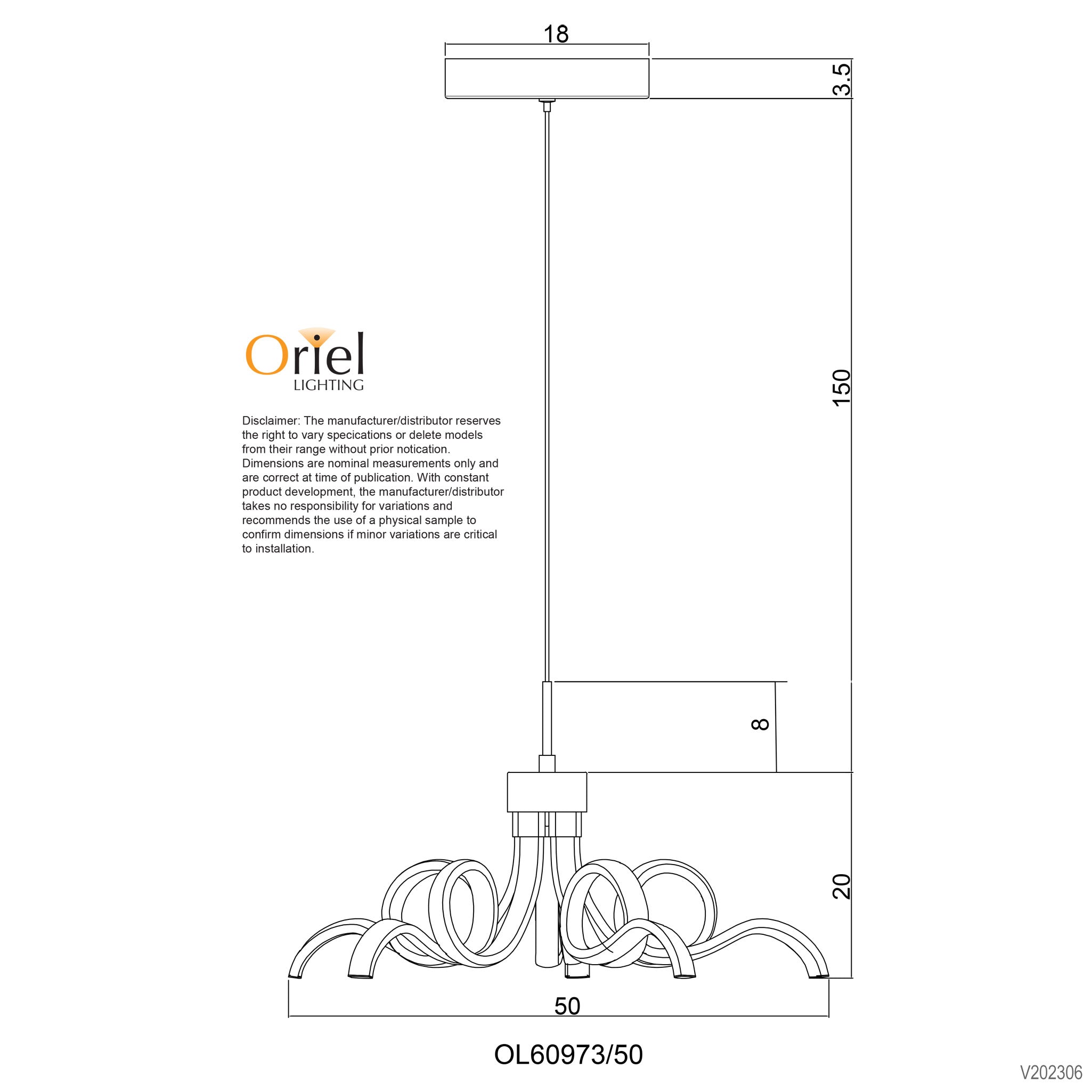 NOODLE.50 BLACK - TriColour LED Pendant