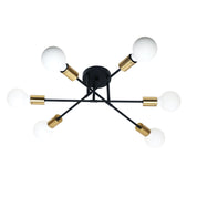 MUNA.6 BLACK + SATIN BRASS - 6 Light Close-To-Ceiling