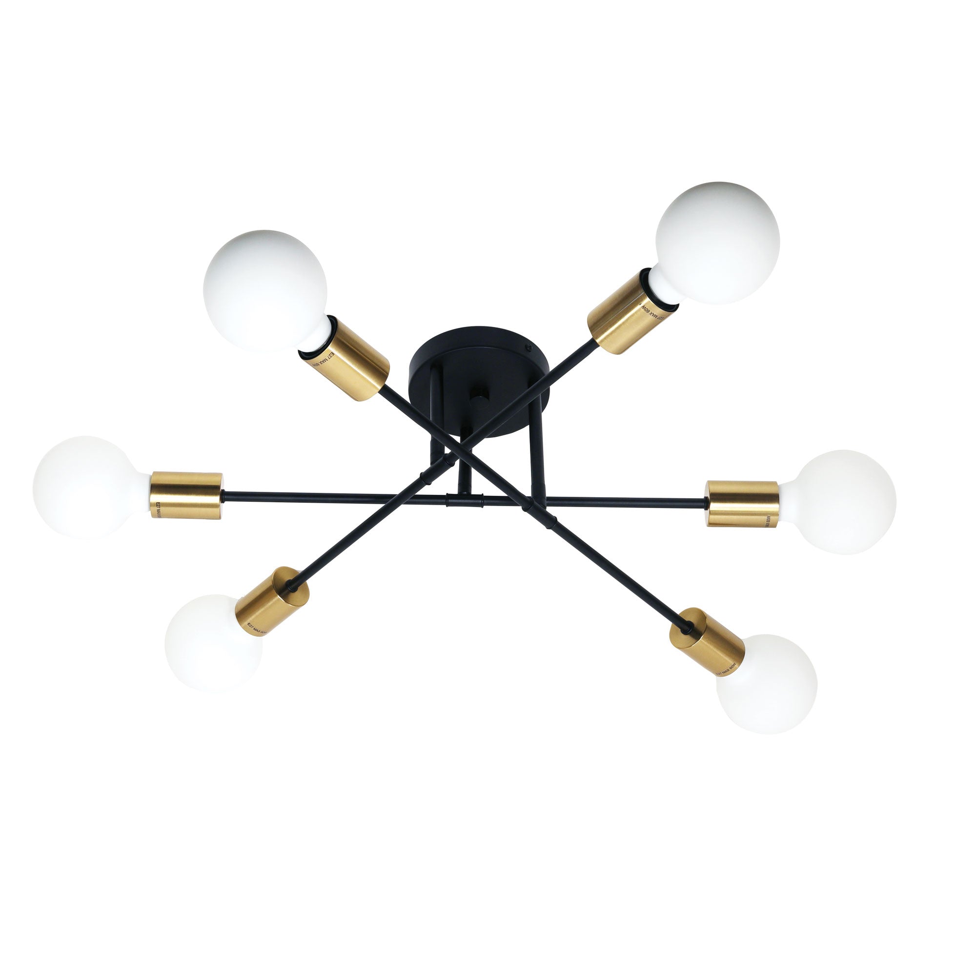 MUNA.6 BLACK + SATIN BRASS - 6 Light Close-To-Ceiling