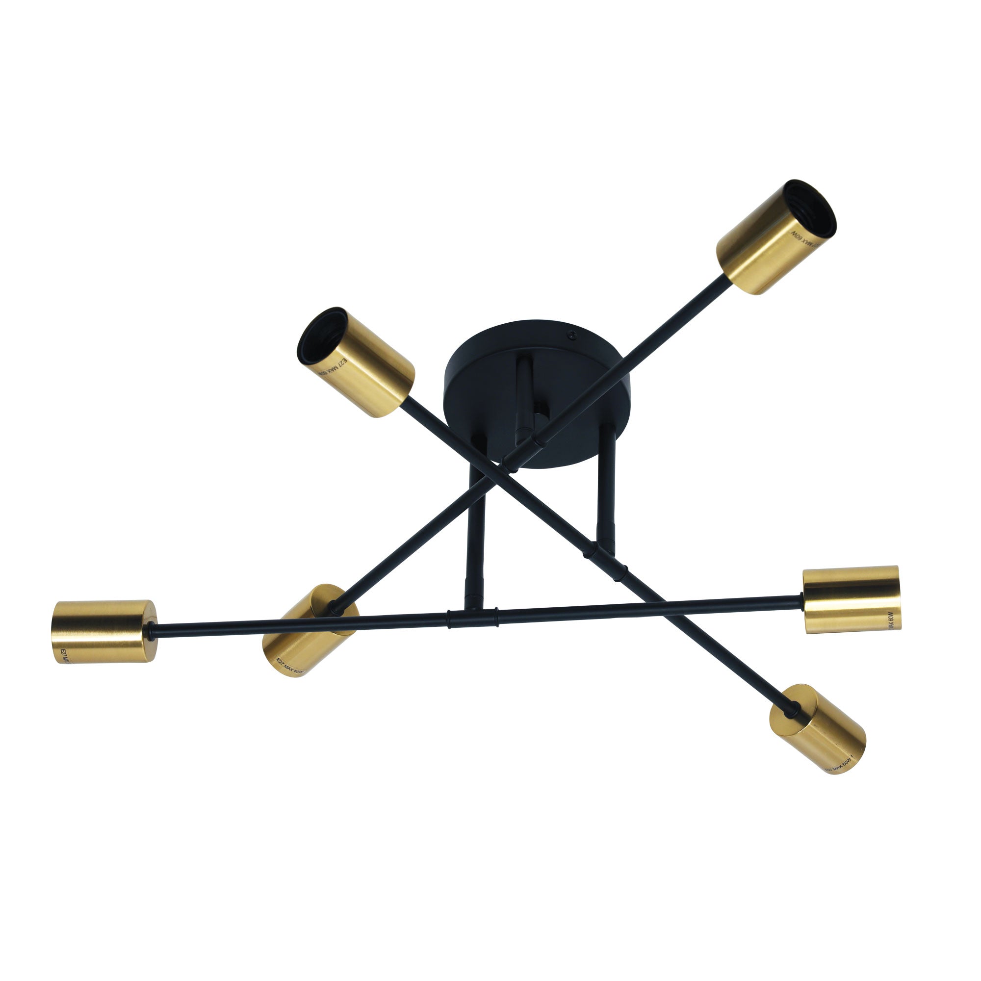 MUNA.6 BLACK + SATIN BRASS - 6 Light Close-To-Ceiling