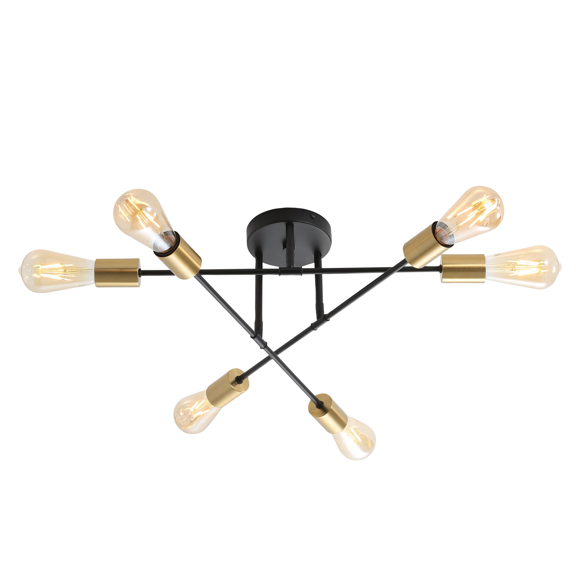 MUNA.6 BLACK + SATIN BRASS - 6 Light Close-To-Ceiling