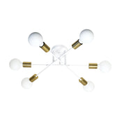 MUNA.6 WHITE + SATIN BRASS - 6 Light Close-To-Ceiling