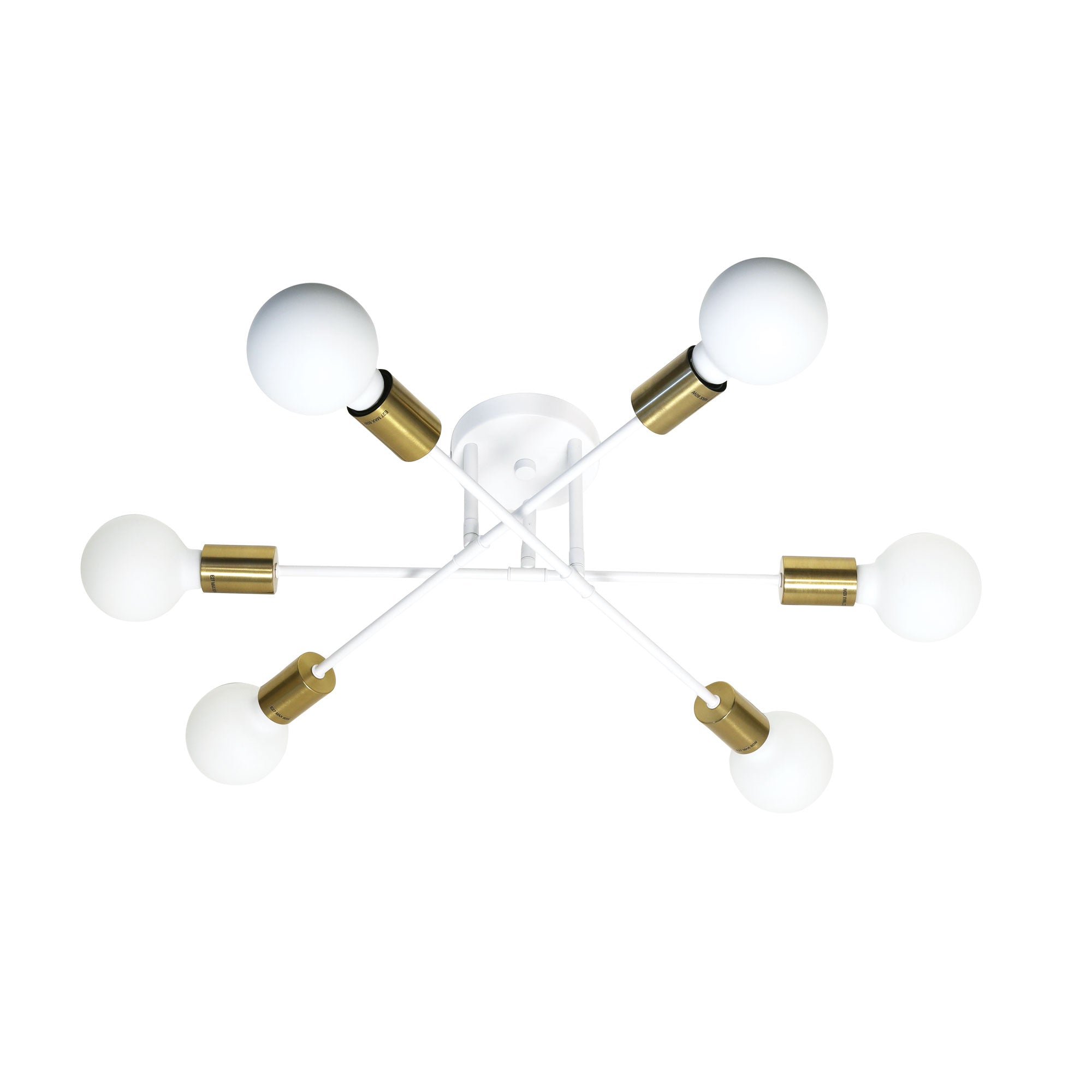 MUNA.6 WHITE + SATIN BRASS - 6 Light Close-To-Ceiling