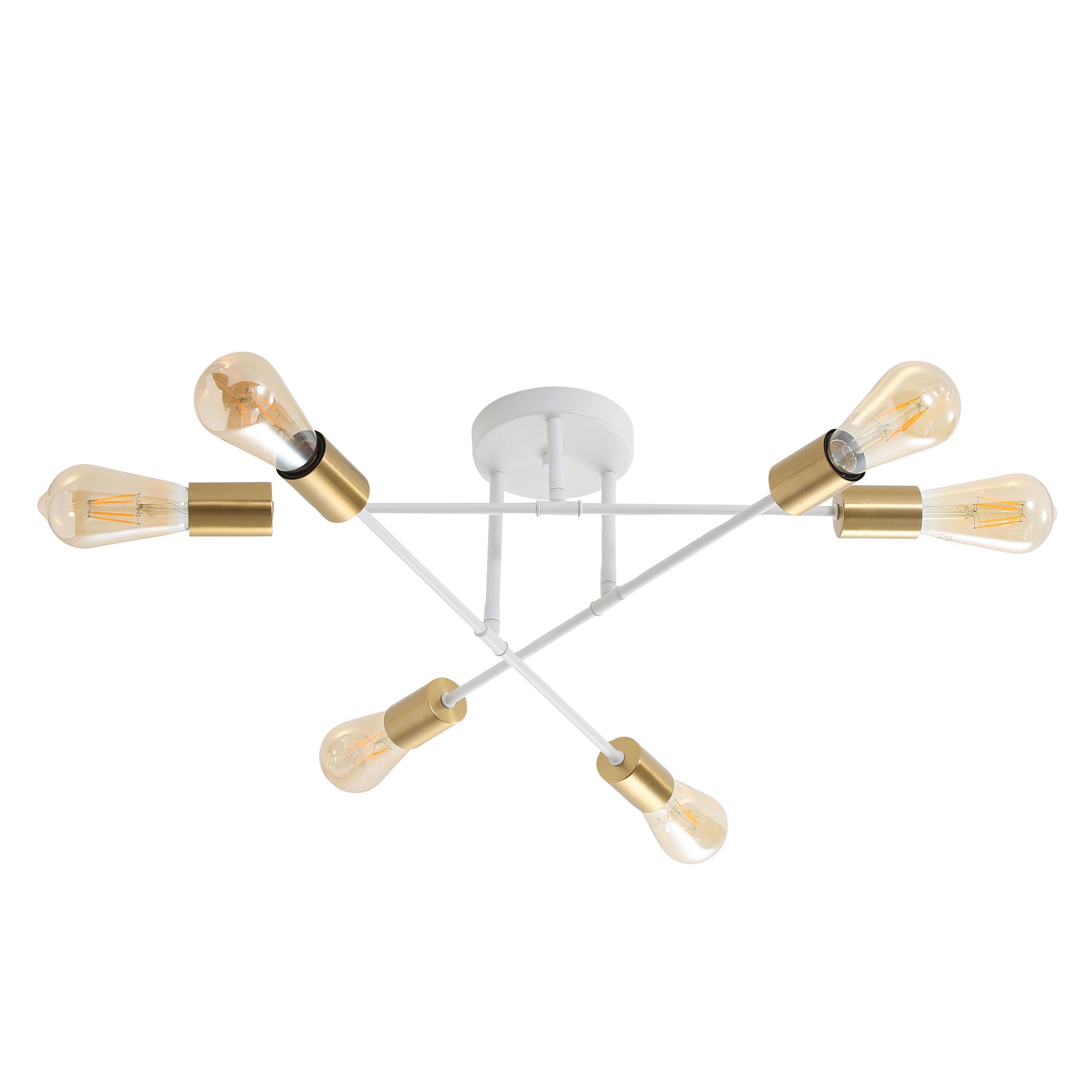 MUNA.6 WHITE + SATIN BRASS - 6 Light Close-To-Ceiling
