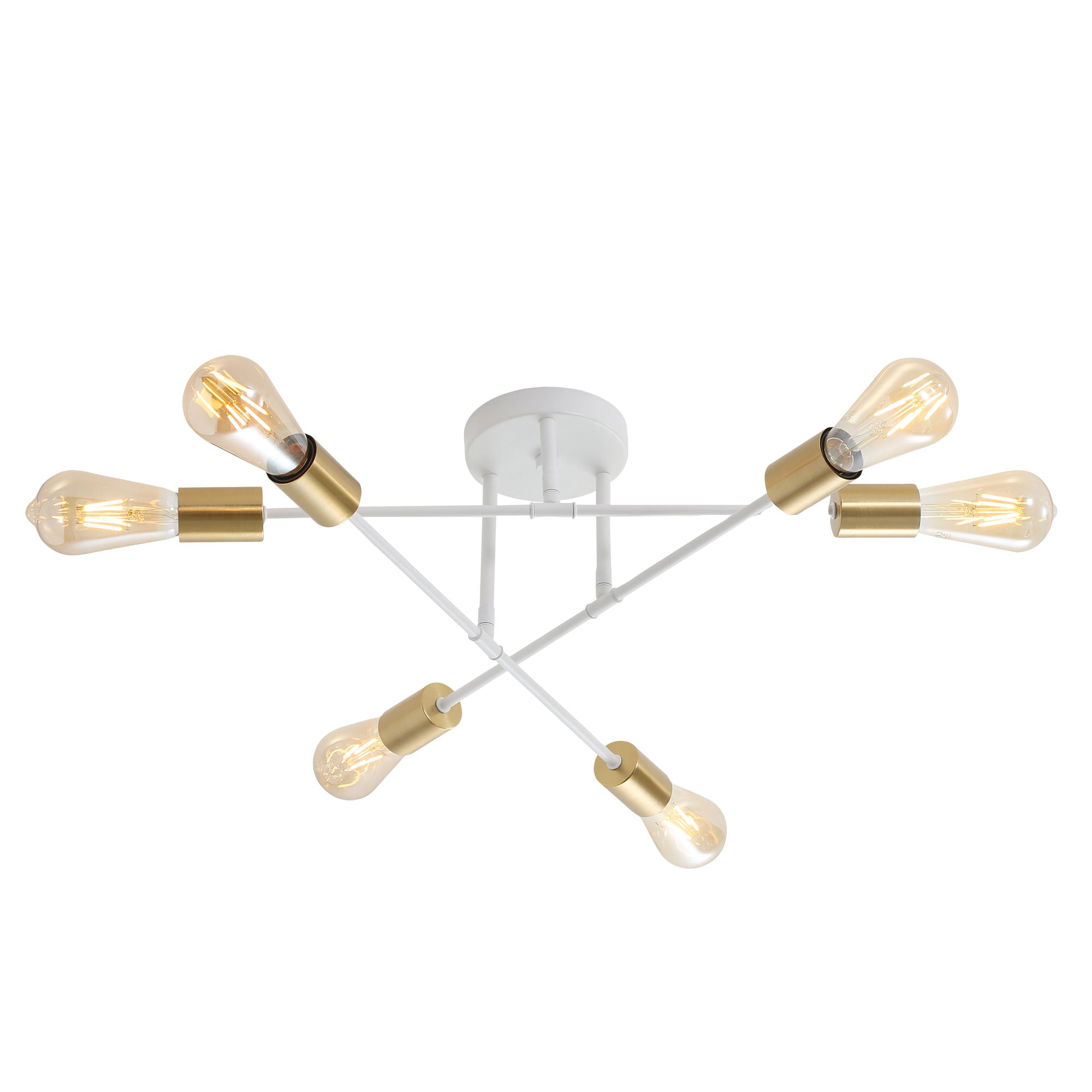 MUNA.6 WHITE + SATIN BRASS - 6 Light Close-To-Ceiling
